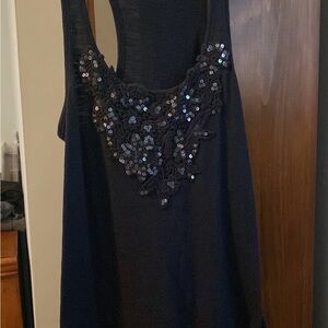 Abercrombie and Fitch Navy Blue Tank Top Sequin-Embellished Women's medium NWOT
